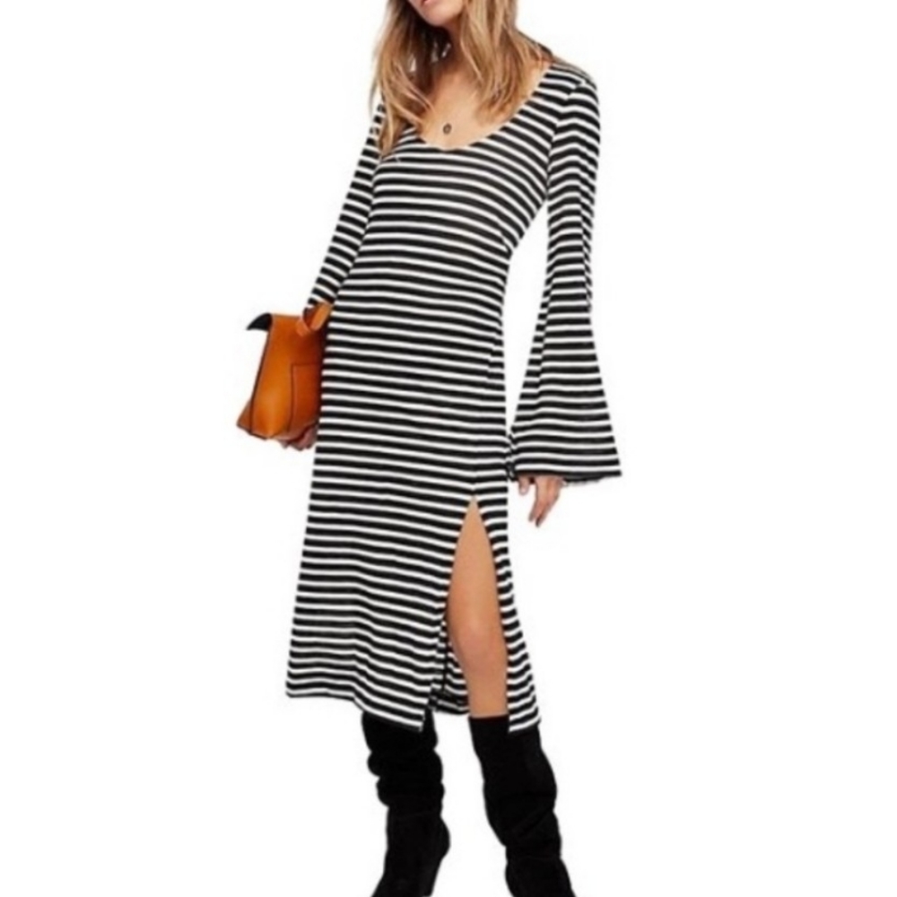 Free People Beach La Jolla Striped Midi Dress
